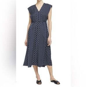 Navy Patterned Sleeveless Dress